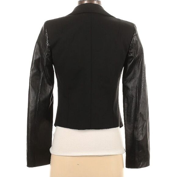 NWT Michael Kors Collection Black with Leather Sleeves Size 0 Retails $1495 - Picture 2 of 10